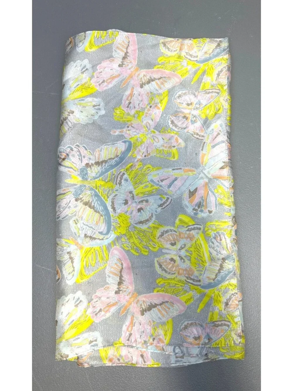 NWT Echo 100% Silk Scarf Wrap Butterfly Print Pastel Lightweight Long Elegant